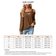 thumbnail image 5 of Top de manga larga con hombros descubiertos para mujer, blusa informal holgada de moda de Color liso con cuello hueco, camisa de Jacquard, color café XXL, 5 of 5