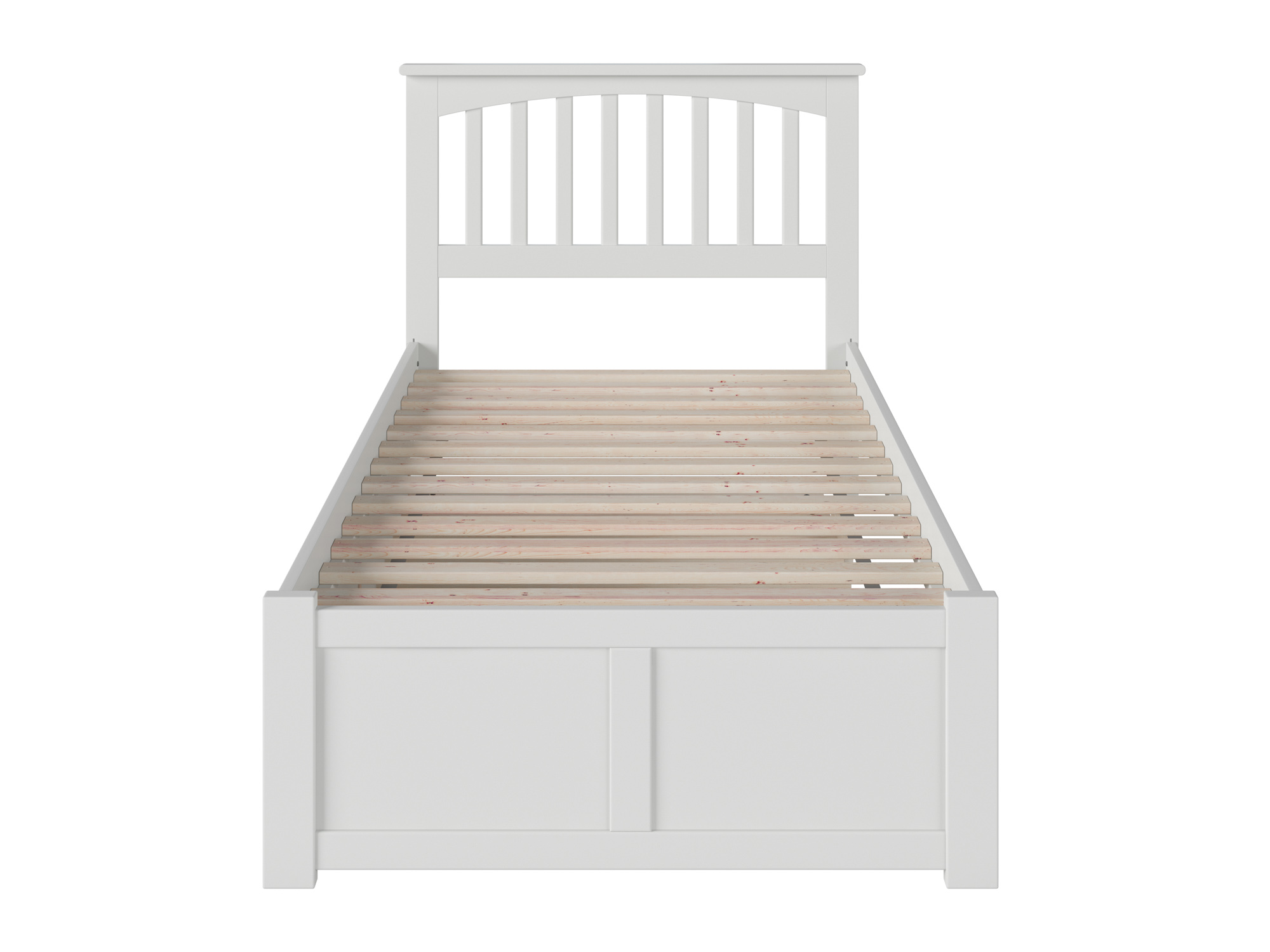 Mission Twin Extra Long Bed with Footboard and Twin Extra Long Trundle in White - image 2 of 7
