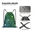thumbnail image 5 of Drawstring Backpack - Green Disco Lights Splash Proof Small Drawstring Gym Bag for Women Men, Cinch Sports String Bag Backpack for Travel Swimming Beach, 5 of 8