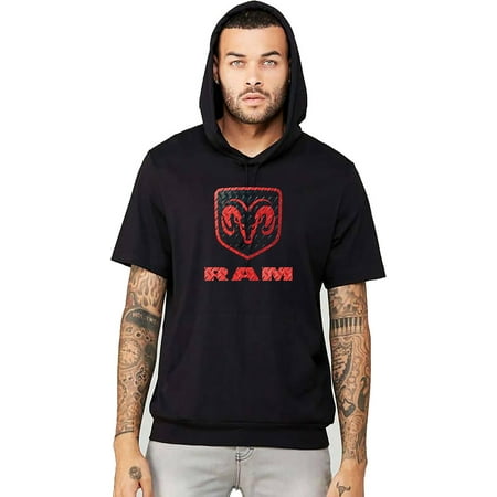 - Men's Dodge Ram Logo Black Short Sleeve Hoodie T-Shirt 2X-Large Black