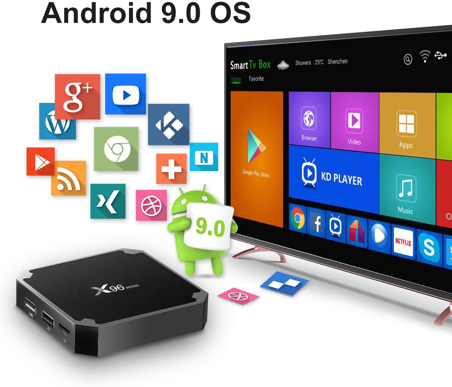 X96MINI Android 9.0 OS 4K 2+16G Backlit I8 Amlogic TV BOX Quad Core 2.4G WLAN 3D 