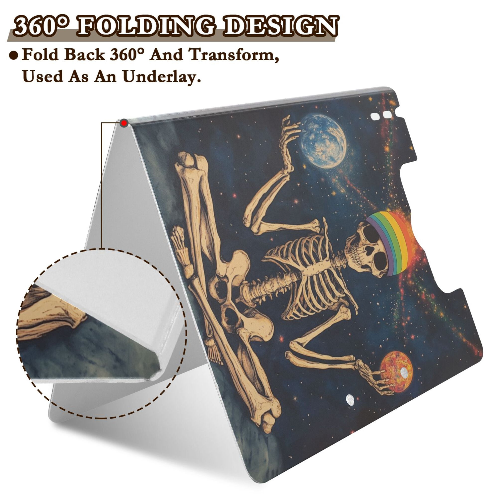 FORMRS A4 Clipboard Folder with Pen Holder Horizontal Foldable School Office Binder, Skeleton with Rainbow