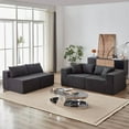 thumbnail image 4 of 104" Modular Sectional Sofa, Cloud Deep Seat Corduroy L-Shape Sofa with Chaise, Modern Modular Sleeper Couch for Living Room Bedroom, No Assembly Required,Black, 4 of 7