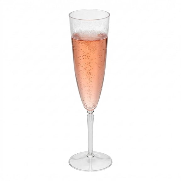 4 oz Clear Plastic Wedding Champagne Flute - 1-Piece - 7 1/2" x 2 1/4" x 2 1/4" - 20 count box