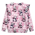 thumbnail image 6 of Yuyamidu Panda Sweatshirt for Toddler Girls 1T 2T Pink Ruffle Shoulder Long Sleeve Top Y2K Graphic Crewneck Sweatshirt Pullovers Soft Lightweight Everyday Clothes for Fall Winter, 6 of 8