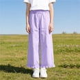 thumbnail image 4 of Antinious Children Girls Solid Elastic Waist Multi Outer Pockets Ruffle Versatile Full Length Pants, 4 of 5