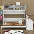 thumbnail image 2 of BEBPILOO Queen Size Wall Murphy Bed with Desk and Storage Shelves and Big Cabinets, White, 2 of 13