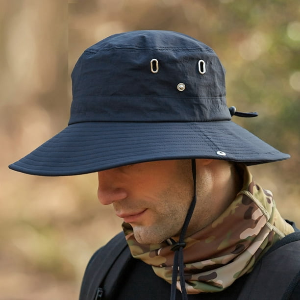 nsendm Male Hat Adult Printing Bucket Hat Mens Bucket Breathable Summer  Fisherman Hat Foldable Cap Baseball Caps Men's Black Bucket Hat(Navy, One