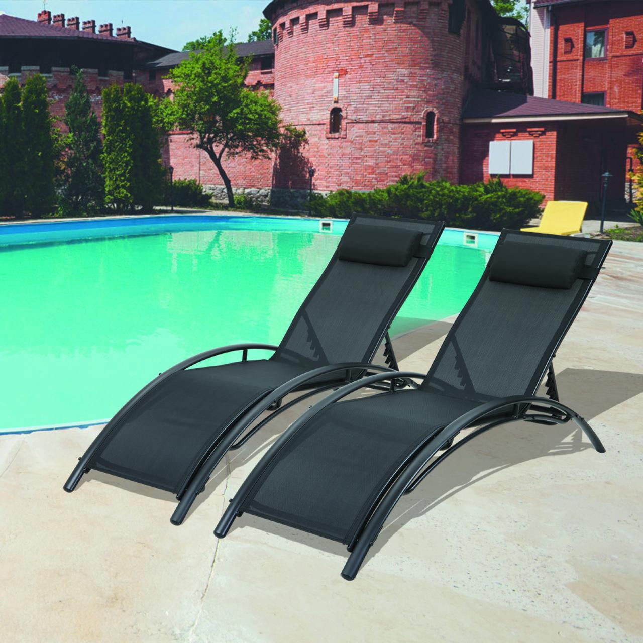FHFO Patio Chaise Lounges (Set of 2), Adjustable 5Position Patio