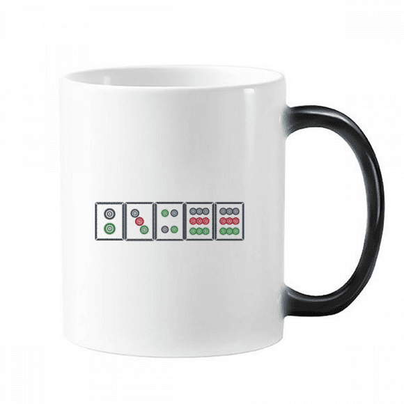 Dots Suit Mahjong Tiles Changing Color Mug Morphing Heat Sensitive Cup With Handles 350ml