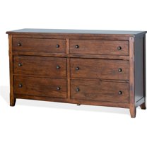 Sunny Designs Santa Fe 64" Petite Traditional Wood Double Dresser in Chocolate