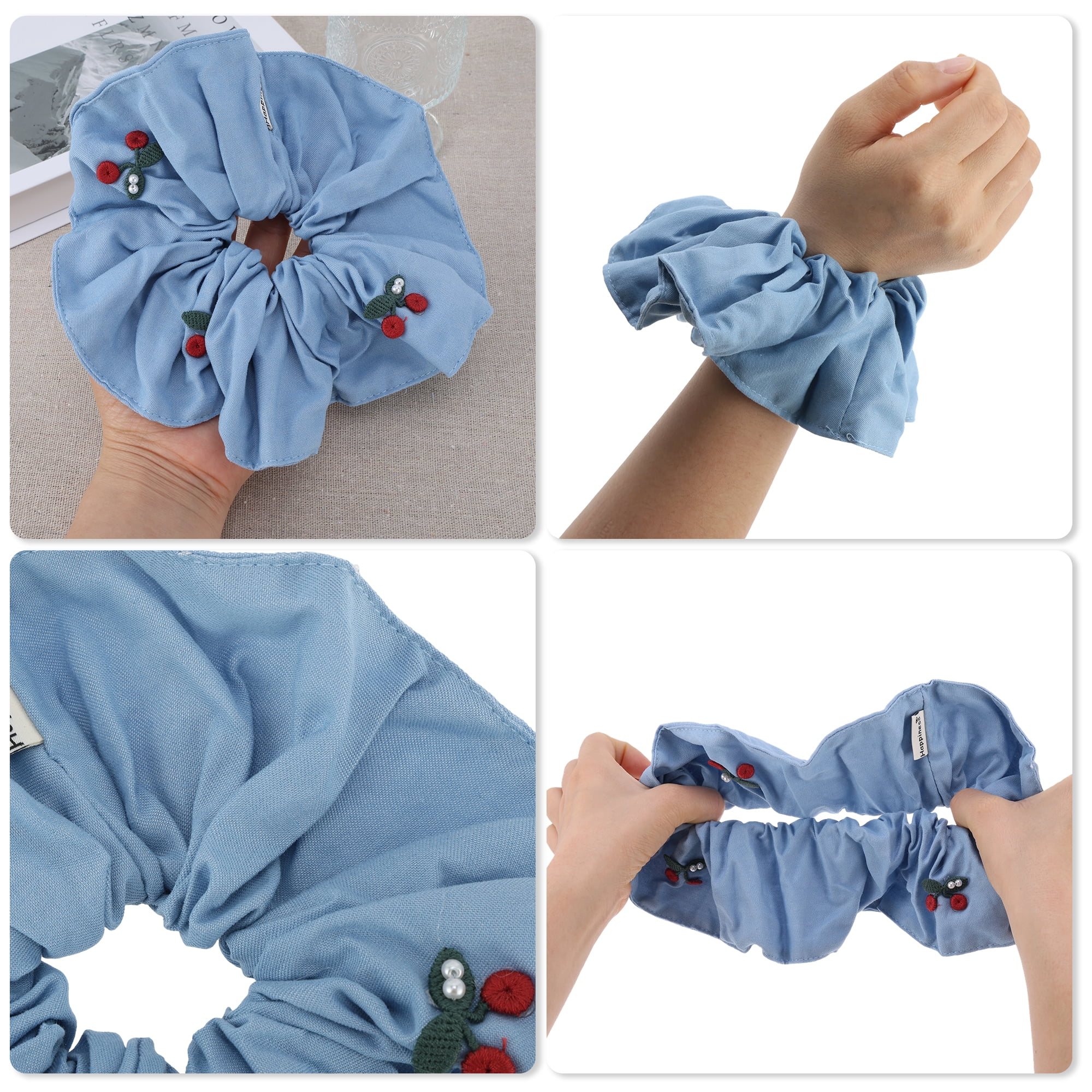 Unique Bargains Embroidery Denim Hair Ties All Occasions Styles Light Blue