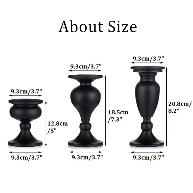 Sziqiqi Vintage Black Metal Pillar Candle Holder Set photo 4