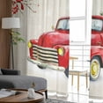 thumbnail image 6 of Christmas Trucks Sheer Curtains 96 Inches Long, Xmas Tree Red Bird Snowflakes Winter Light Filtering Window Curtains for Living Room/Bedroom, Rod Pocket Voile Sheer Drapes, 52"Wx96"L, 2 Panels, 6 of 9