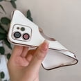 thumbnail image 5 of Cute for iPhone 12 6.1-inch Case with Gold Logo Circle,Plating Shockproof Protective Soft Silicone Back Cover Cases with Clear Acrylic Camera Lens Protector(White), 5 of 12