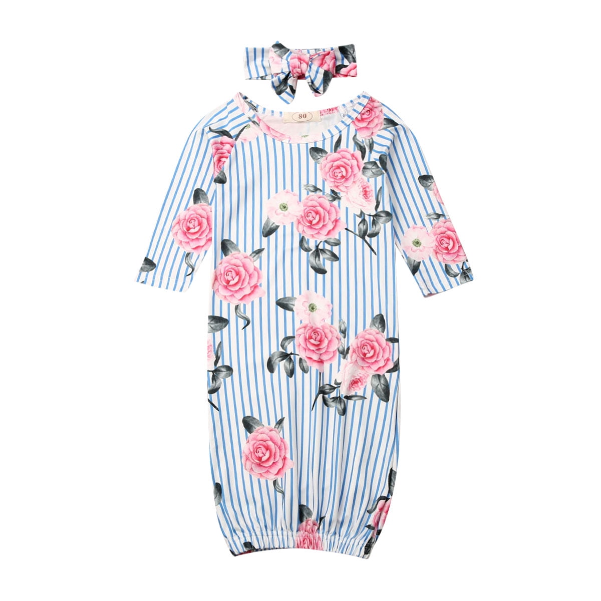 Unisex Newborn Baby Sleepwear Nightgrowns Swaddle Wrap Blanket Sleeping Bag+Headband Outfit Set
