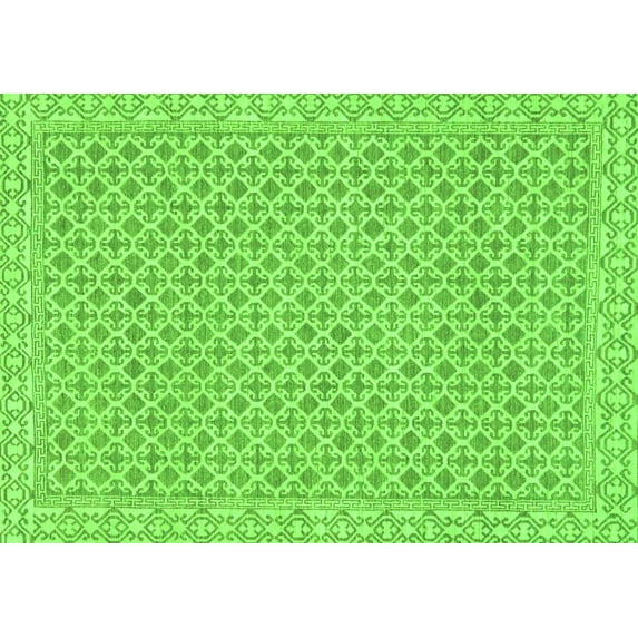 Ahgly Company Indoor Rectangle Oriental Green Modern Area Rugs, 7' x 10'