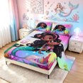 thumbnail image 2 of meiyoeat Black Fairy Mermaid Bed Sheets for Girls Boys Girls, Rainbow Galaxy Animal Full Size Sheets, Pink Blue, 4 Pieces, 1 Flat Sheet, 1 Fitted Sheet and 2 Pillowcases, 2 of 5