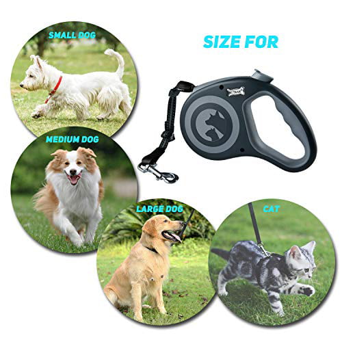 Dog Waste Dispenser and Five Bags Included. 26FT Dog Walking Leash for Medium Large Dogs up to 80 lbs Heavy Duty No Tangle EC.TEAK Retractable Dog Leash One Button Break & Lock