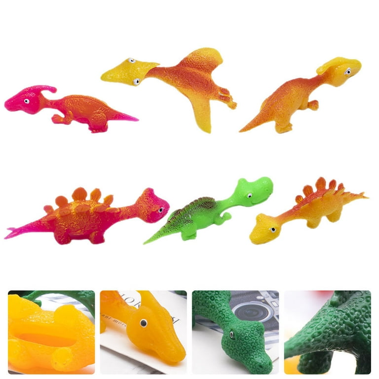 6 Pcs Novelty Slingshot Toy Stretchy Finger Toys Dinosaur Child