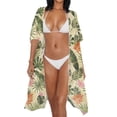 thumbnail image 4 of FKELYI Tropical Leaf Flower Print Kimono Coverups for Women Soft Beach Cover Up Half Sleeve Summer Cardigan Bikini Cover Ups Resort Wear Casual Cruise Outfits, 4 of 6