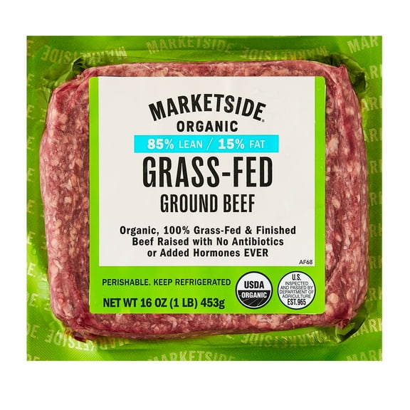 Marketside Organic Grass-Fed Ground Beef, 85% Lean/15% Fat, 1 lb