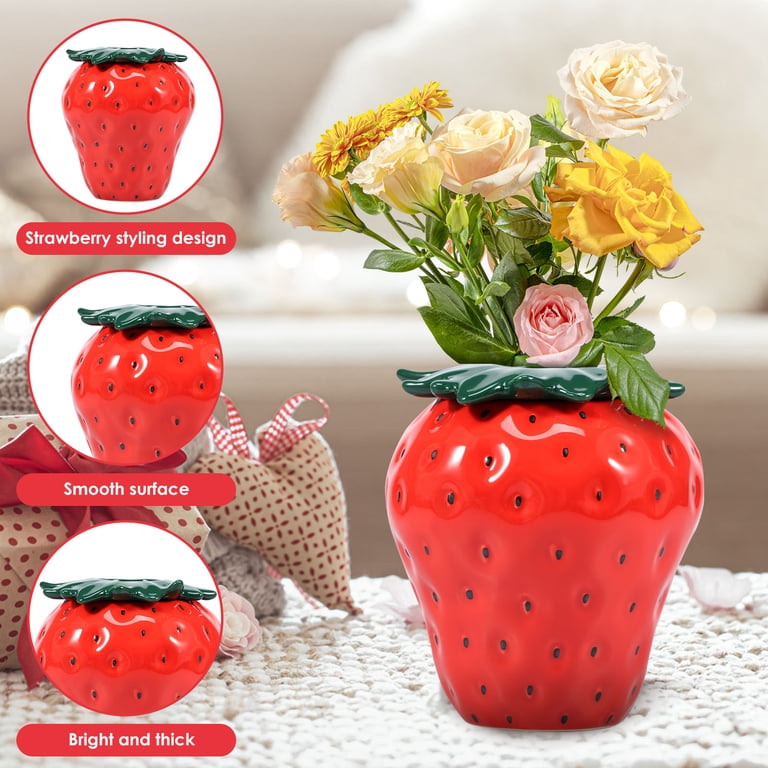 Strawberry Vase Strawberry Ceramic Flower Vase Cute Strawberry
