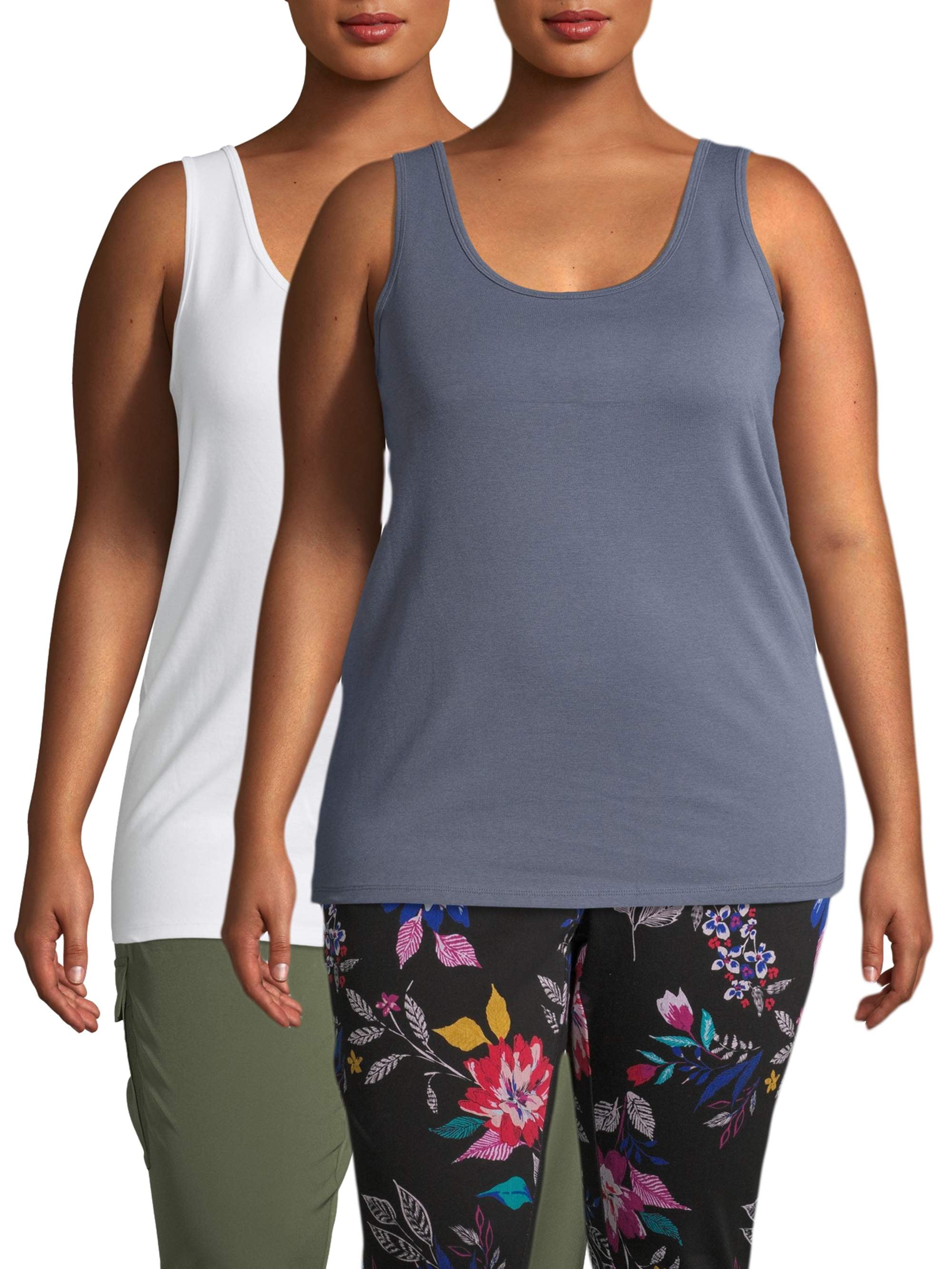 Terra & Sky - Terra & Sky Women's Plus Size Everyday Essential Layering Tank Top, 2-Pack Bundle