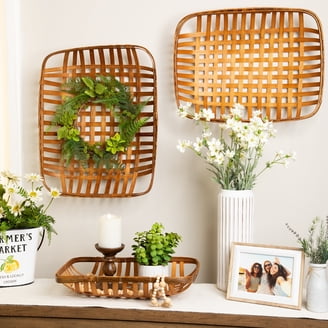 Set of 2 Rectangular Gray Tobacco Baskets