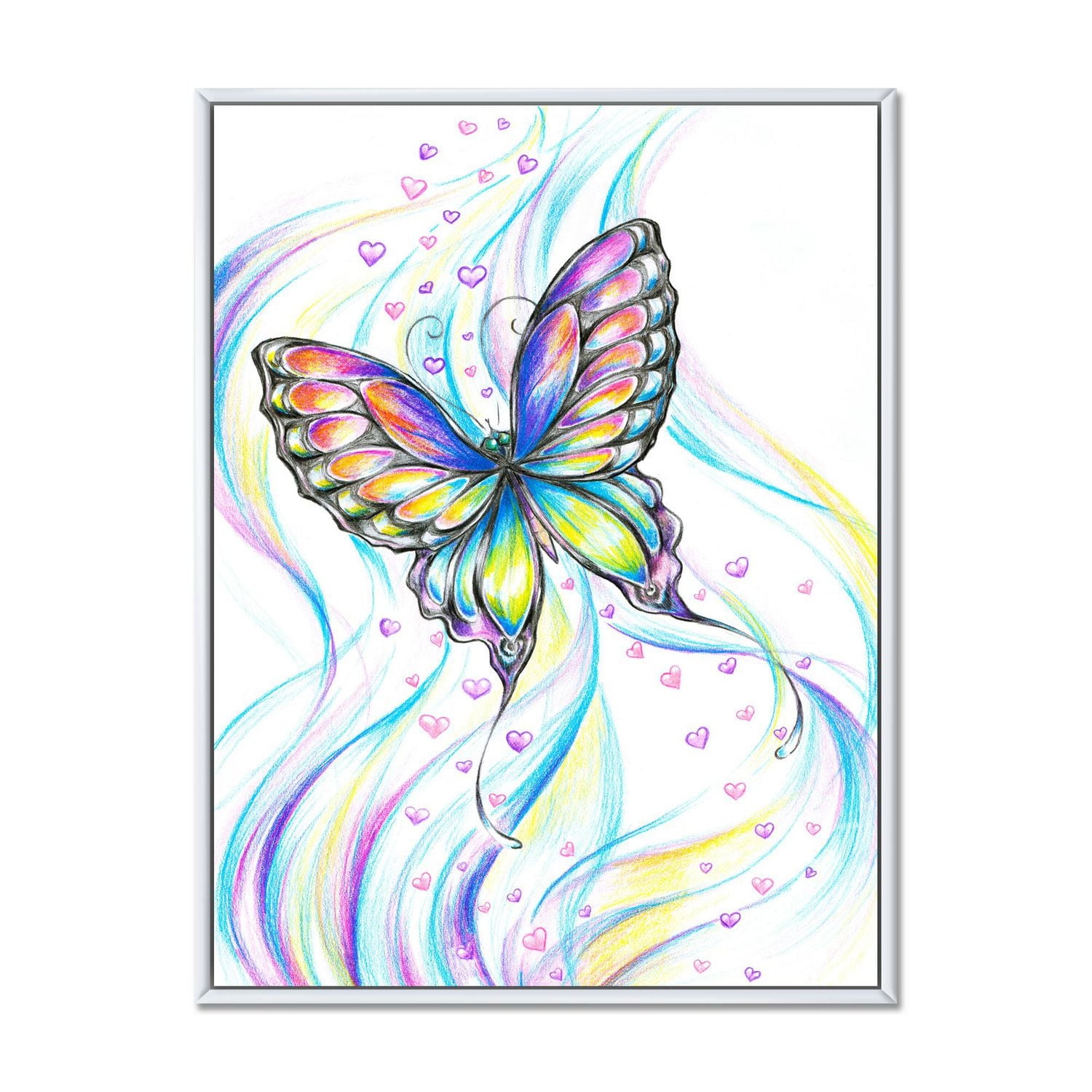 Designart Iridiscent Butterfly FLOAT FRAME WALL ART