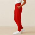 thumbnail image 3 of JoliSweat Women's Sweatpants Wide Leg Sweat Pants Fall Winter Clothes Baggy Drawstring Joggers with Pockets Red XXL, 3 of 5
