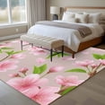 thumbnail image 4 of Spring Floral Large Area Rugs 5x8 ft Watercolor Flower Green Leaves Light Pink Background Washable Rug Non Slip Indoor Carpet Absorbent Floor Mat for Living Room Bedroom Dining Room, 4 of 9