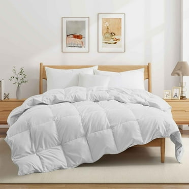 Peace Nest All Season Lightweight & Medium Weight White Goose Feather Down Comforter Duvet Insert King - White Lightweight