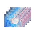 thumbnail image 4 of MKHERT Watercolor Full Moon and Cherry Blossom Tree Landscape Placemats Table Mats for Dining Room Kitchen Table Decoration 12x18 inch,Set of 4, 4 of 4