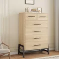 thumbnail image 3 of Natural Oak 6 Drawer High Dresser - Freestanding High Drawer Dresser with Storage, Wooden Storage Cabinet, 3 of 9