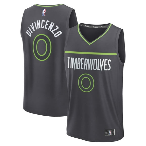 Men's Fanatics Donte DiVincenzo Charcoal Minnesota Timberwolves Fast Break Replica Player Jersey - Statement Edition