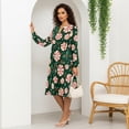 thumbnail image 5 of Uorisanigo Christmas Candy Midi Dress for Women Long Sleeve Elastic V Neck Flowy Ruffled Tiered Dress Size XL Elegant Fashion Waist Party Prom Dresses Christmas Dresses, 5 of 7