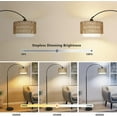thumbnail image 4 of Arc Floor Lamp with Remote, Modern LED Floor Lamp with Dimmable Bulb, Boho Farmhouse Standing lamp with Fabric & Rattan Lampshades, Height Adjustable Black Tall Lamp for Living Room Bedroom, 4 of 9