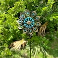 thumbnail image 3 of Gerson 51 inch Copper Blue Metal Wind Spinner Garden Stake Yard Art, 3 of 5