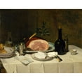 thumbnail image 2 of Philippe Rousseau 24x20 Black Ornate Framed Double Matted Museum Art Print Titled: Still Life with Ham (1870s), 2 of 5