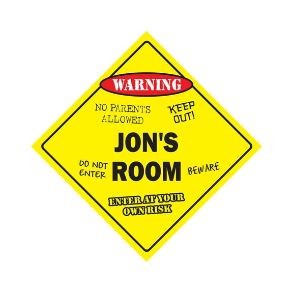 Jon's Room Sign Crossing Zone Xing | Indoor/Outdoor | 14" Tall kids bedroom decor door children's name boy girl