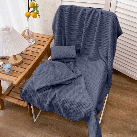 Btomtd 3-Pack Cozy Towels Set, Included Towel Bath Towel and Shower Cap, Extra Large Absorbent Bath Towels, Super Soft Microfiber Towels for Household, Gray
