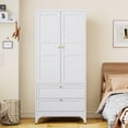 thumbnail image 2 of STANI Metal Wardrobe Closet with 2 Drawer, 71"H White Armoire Wardrobe Cabinet with Hanging Rod, Clothes Storage Organizer Cabinets for Bedroom, Bathroom, Office, 2 of 12