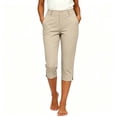 thumbnail image 3 of QSAWXQZ Women's Capri Dress Pants High Waist Straight Leg Split Hem Stretch Trousers with Pockets Casual Work Bottoms XL, 3 of 8