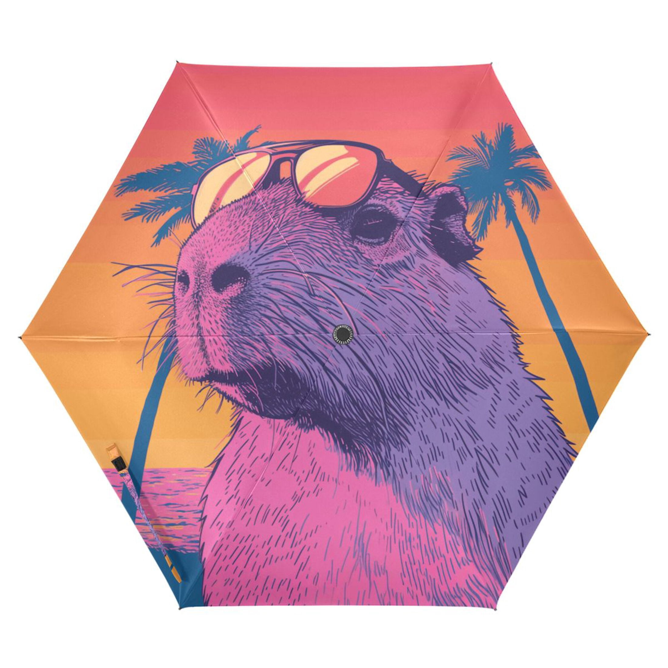 Guinea Pig with Sunglasses Compact Sun Umbrella Windproof Travel Umbrellas for Rain Strong Portable UV Protection