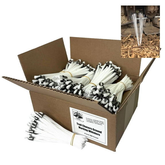 Trail Chasers White Marking Whiskers, 6 Inch, 250 Count for Survey, Construction, Landscaping & Trail Markers
