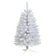 thumbnail image 3 of Nearly Natural 3' White Slim Artificial Christmas Tree Prelit 50 Warm White LED Lights, 3 of 10