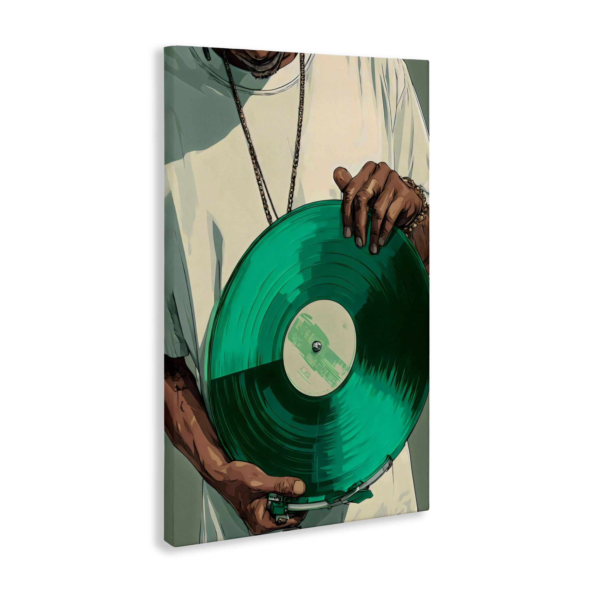 Stupell Industries Green Vinyl Record Portrait Canvas Wall Art, design by Franklyn Gregory