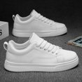 thumbnail image 2 of Zapatillas de deporte de cuero sintético para hombre, zapatos informales de lujo con plataforma, Color blanco, 2024, 2 of 4
