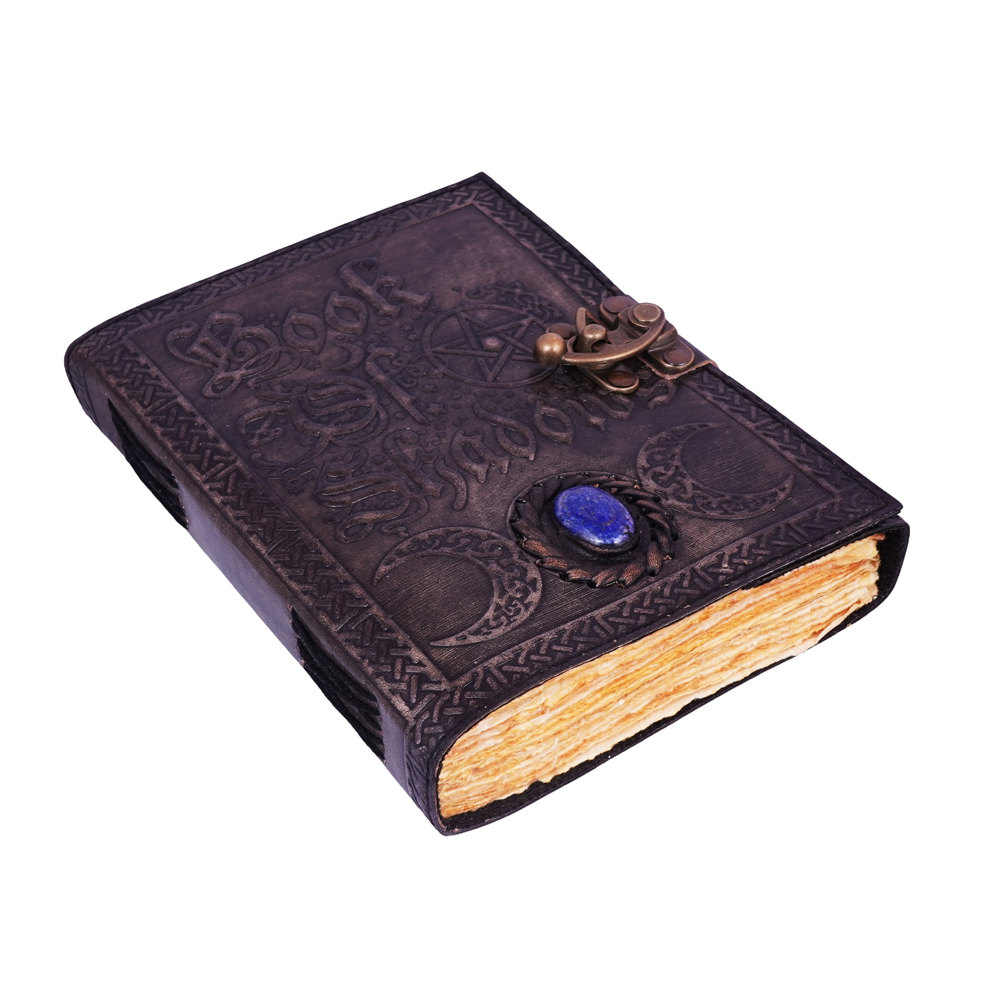 Book Of Shadows Embossed Leather Journal w/Metal Closure - 6"x8 Inch Handmade for Writing, Spells, Sketching, Ritual Notes & Spiritual Gifts Collection.